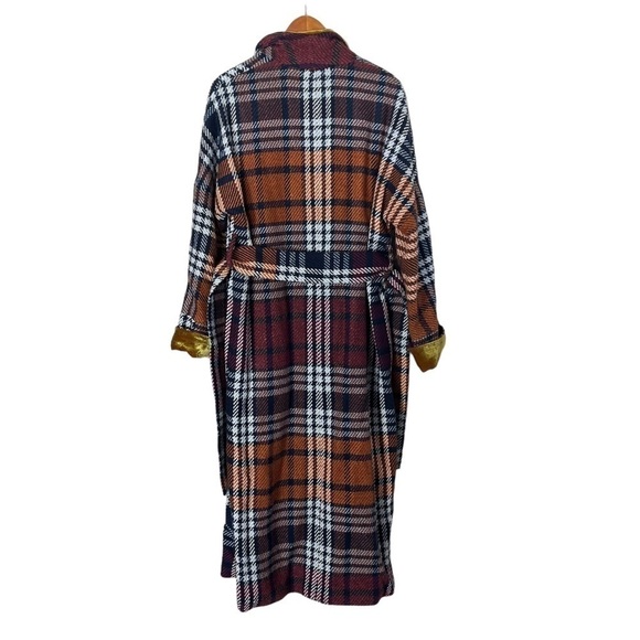 DIVINE HERITAGE *Rare* Plaid and Yellow Velvet Cloak Trench Peacoat - Picture 3 of 11